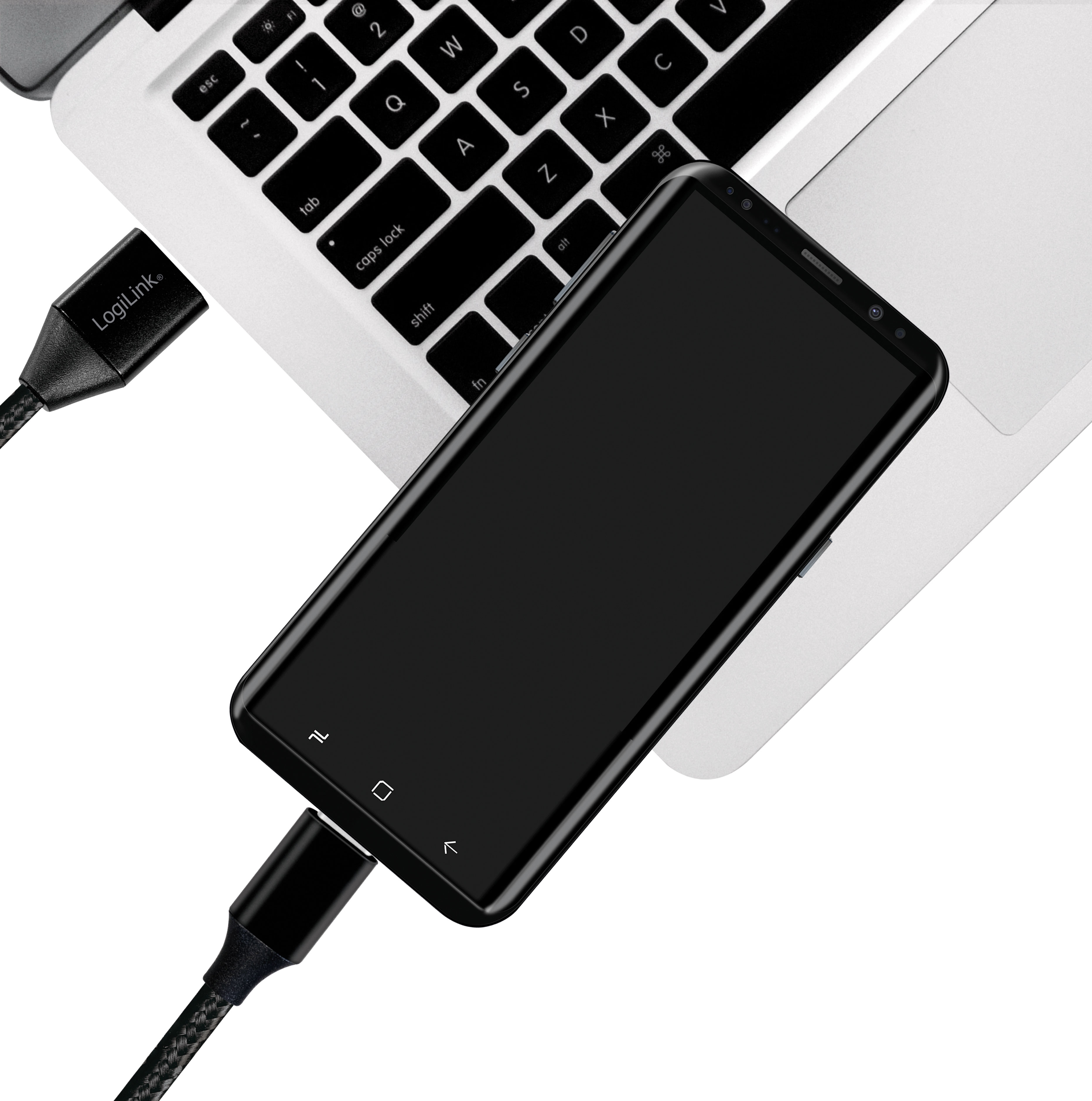USB-C Ladd/synk-kabel LogiLink USB 2.0 15W 0,3 m Textil