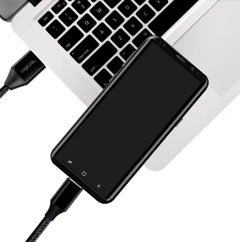 USB-C Ladd/synk-kabel LogiLink USB 2.0 15W 0,3 m Textil