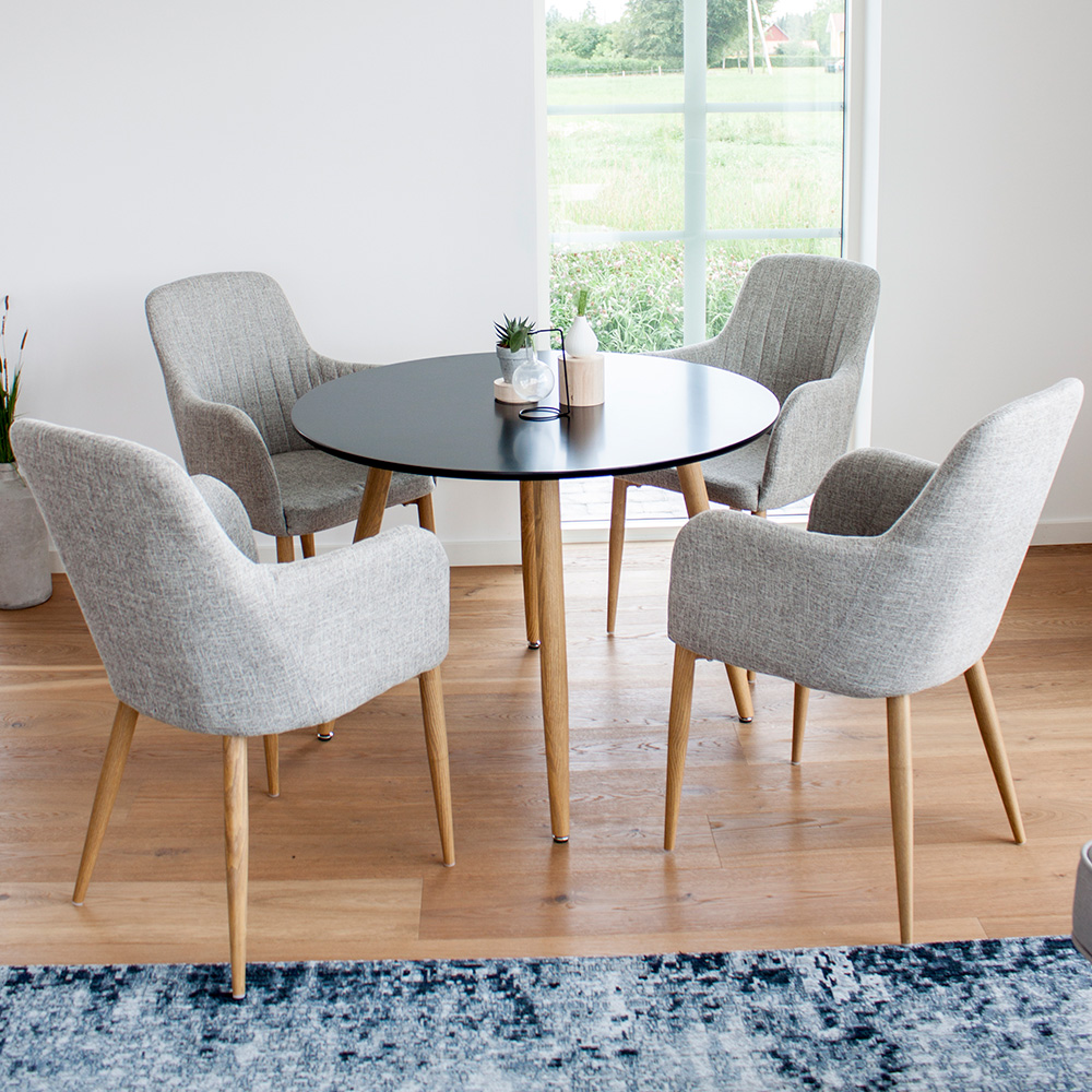 Matgrupp Venture Home Pelle Casper med 4 Stolar Ek Grå