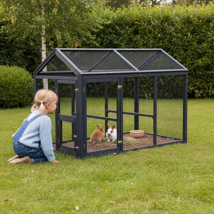 Kaninbur Hortus Svart 140 x 85 x 108 cm