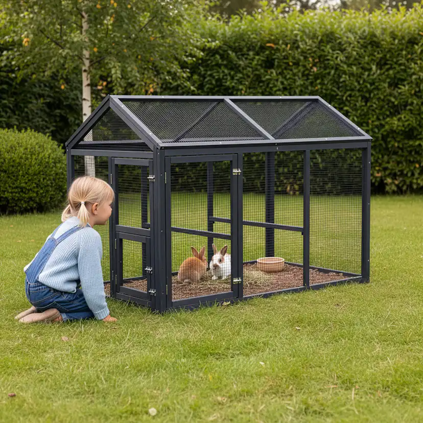 Kaninbur Hortus Svart 140 x 85 x 108 cm