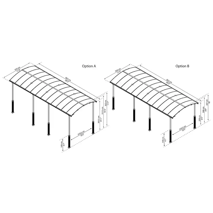 Carport Canopia by Palram Alpine I Metall För Husbil 3,6x8,5 m