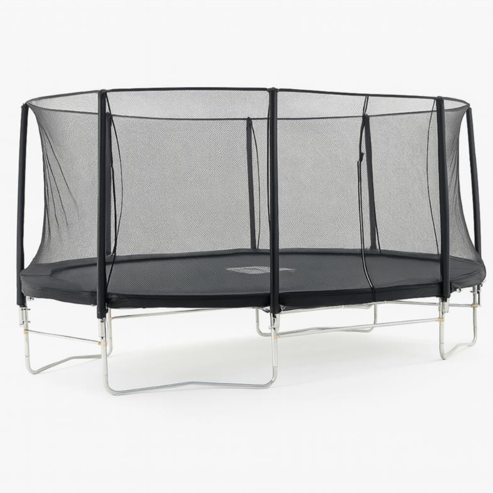 Studsmatta Metalcraft Oval Svart 3,05 x 4,88 m Med Säkerhetsnät & Stabil Stålram För Trädgårdslek