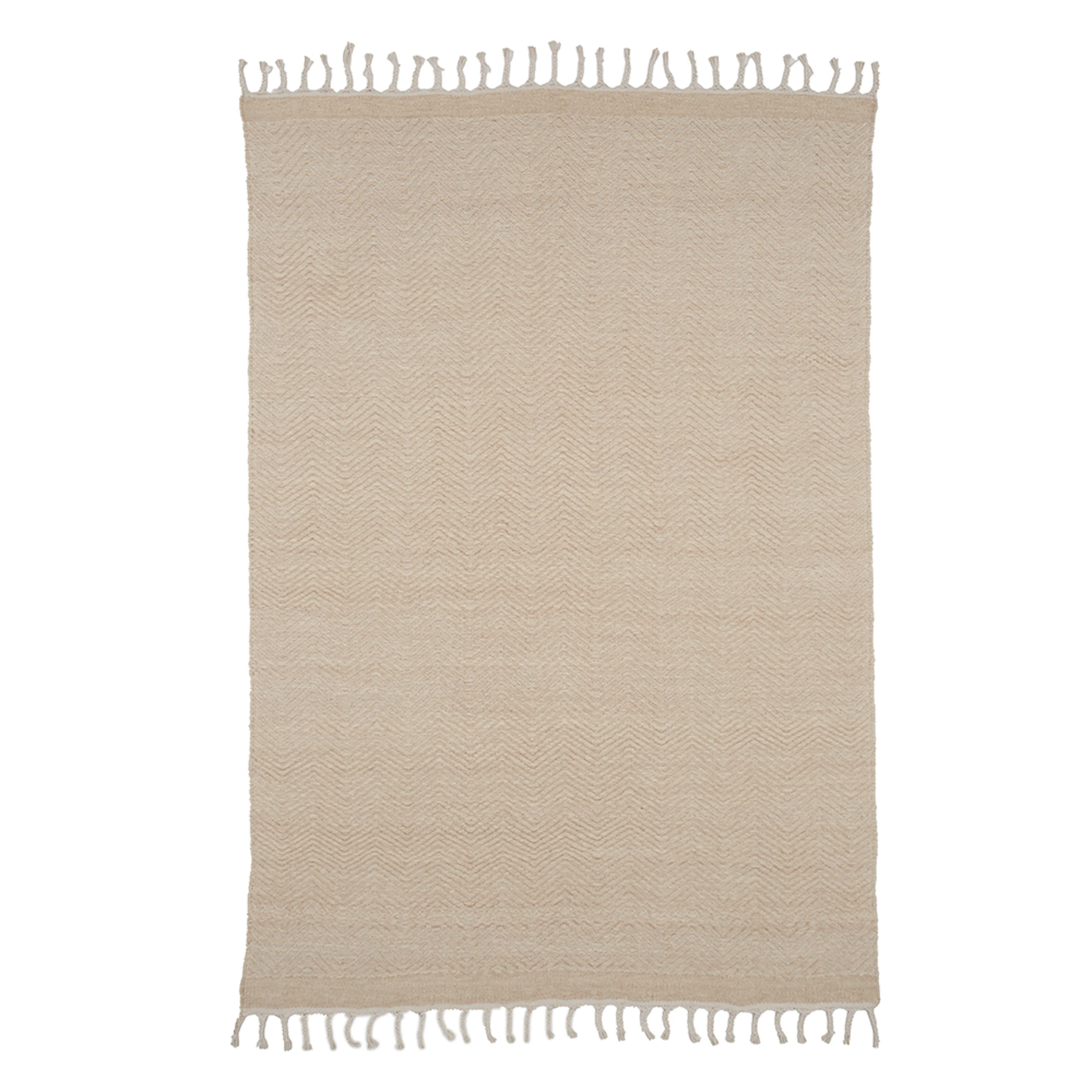 Loke Wool /cotton mix - 350*250- -Rectangular-White/Beige Beige/Vit, 250x350 cm