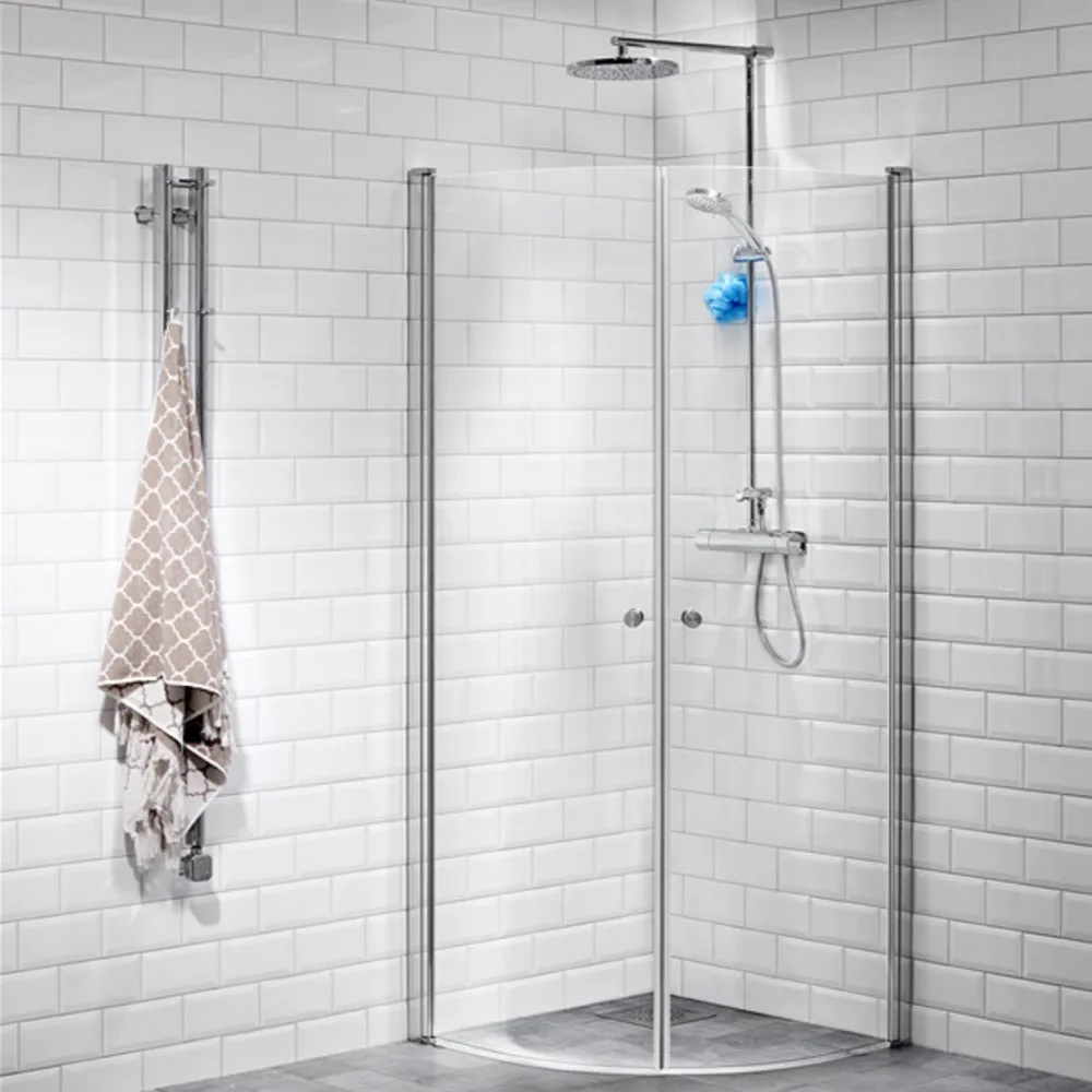 Alterna D-Hörn Lusso1 Svä 80X90 Klar LxB: 800x900 mm, Klarglas, Knopp