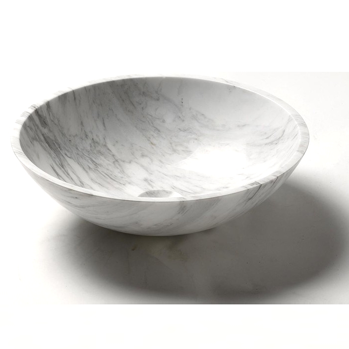 Handfat Italian Marble Carrara Slipad Rund