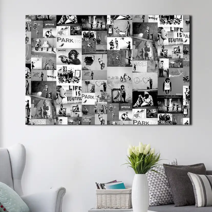 Tavla Arkiio Banksy Graffiti Collage
