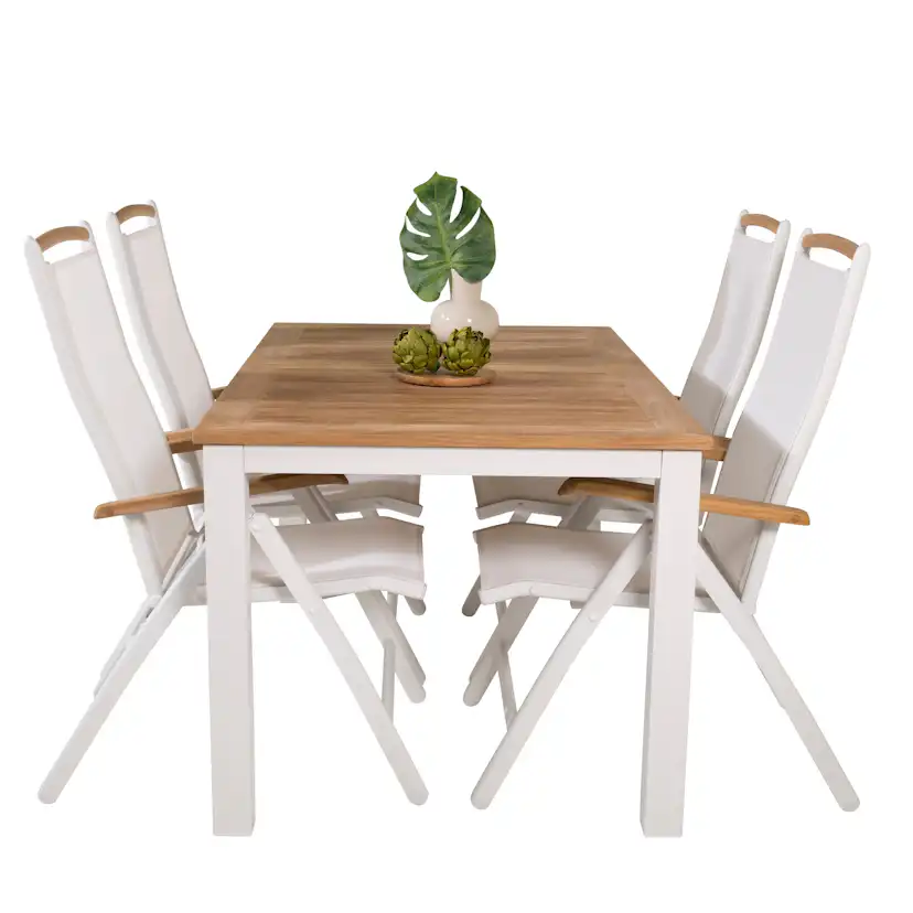 Panama Dining Table 152/210*90 - White Alu / Teak+Panama Cha Blanka Ben