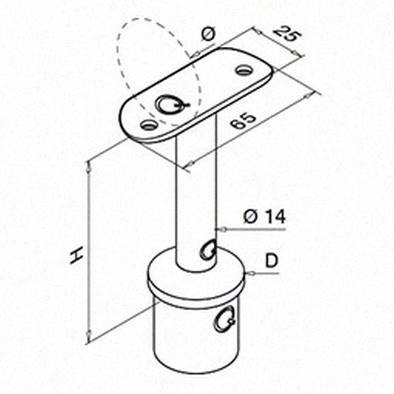 Toppfäste Herrljunga Ledstångsfabrik 0709 Utomhusbruk Skålad