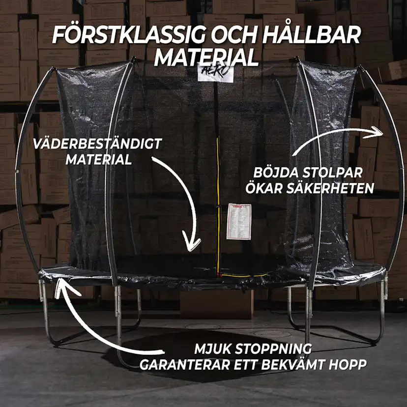 Studsmatta React Aero Trampolin med Skyddsnät Ø4,27m