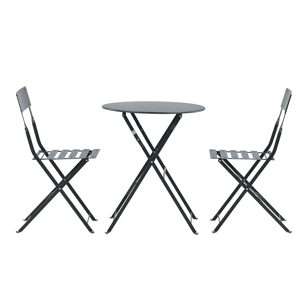 Marsellie Foldable steel bistro set - Dark grey Mörkgrå