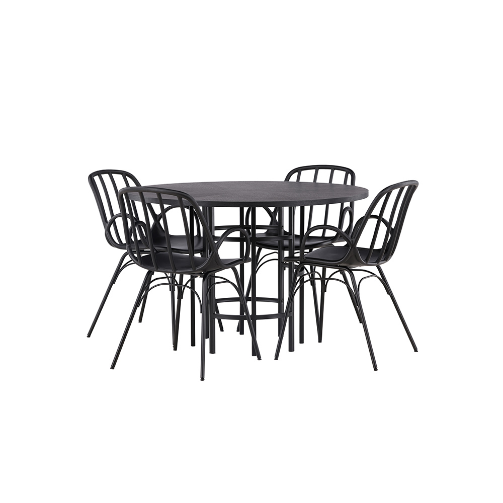 Matgrupp Venture Home Copenhagen Ø 115 cm med 4 Dyrön Stolar