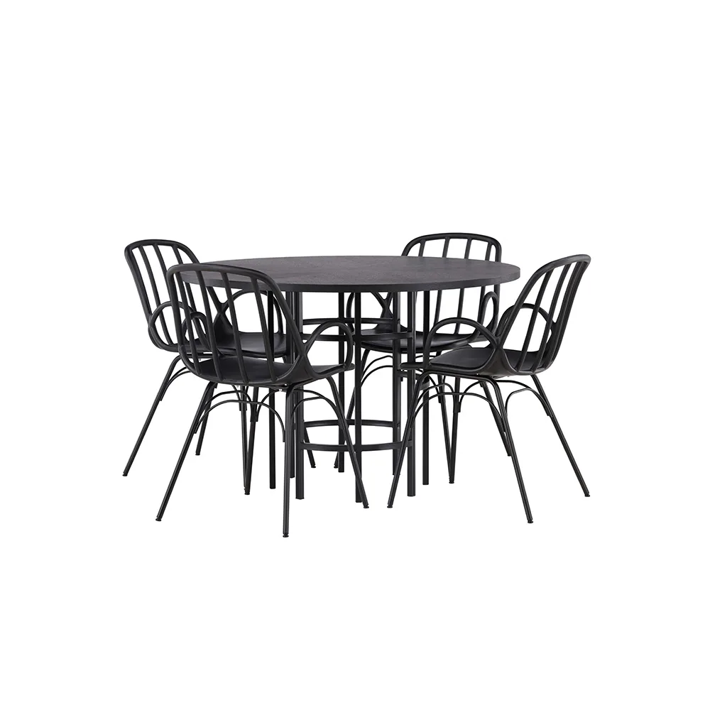 Matgrupp Venture Home Copenhagen Ø 115 cm med 4 Dyrön Stolar