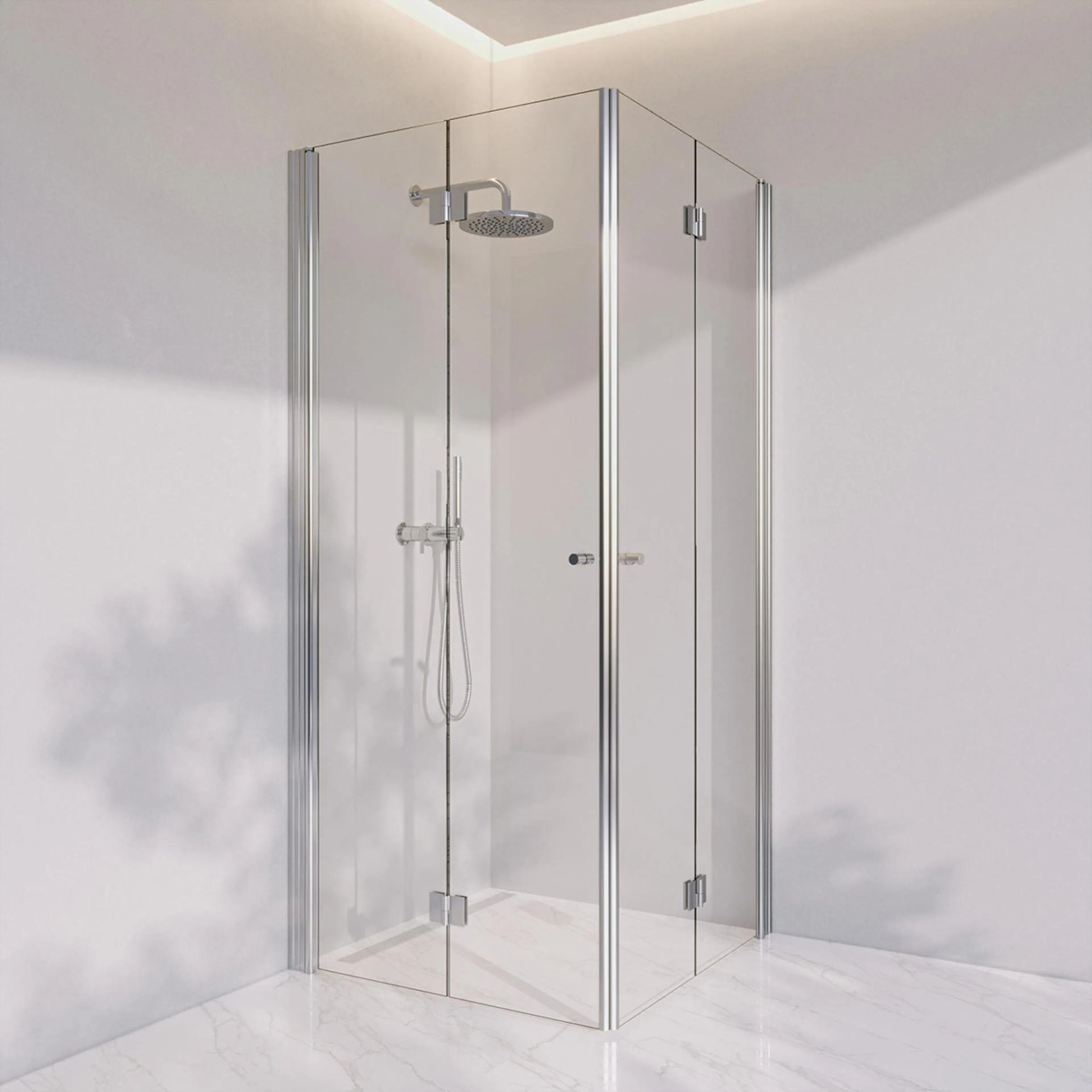 Invitrea Prime PH33/80x80/Blankpolerad/Räfflad knopp/Gråtona Storlek: 800x800 mm, Glastyp: Gråtonat Glas, Handtag: Blankpolerad Räfflad knopp, Profil: Blankpolerad