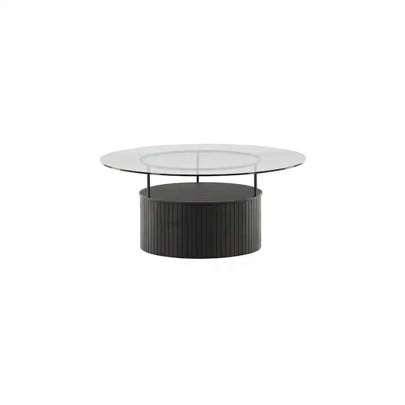 Soffbord Venture Home Bovall Runt Vardagsrumsbord i Svart Ask & Glas