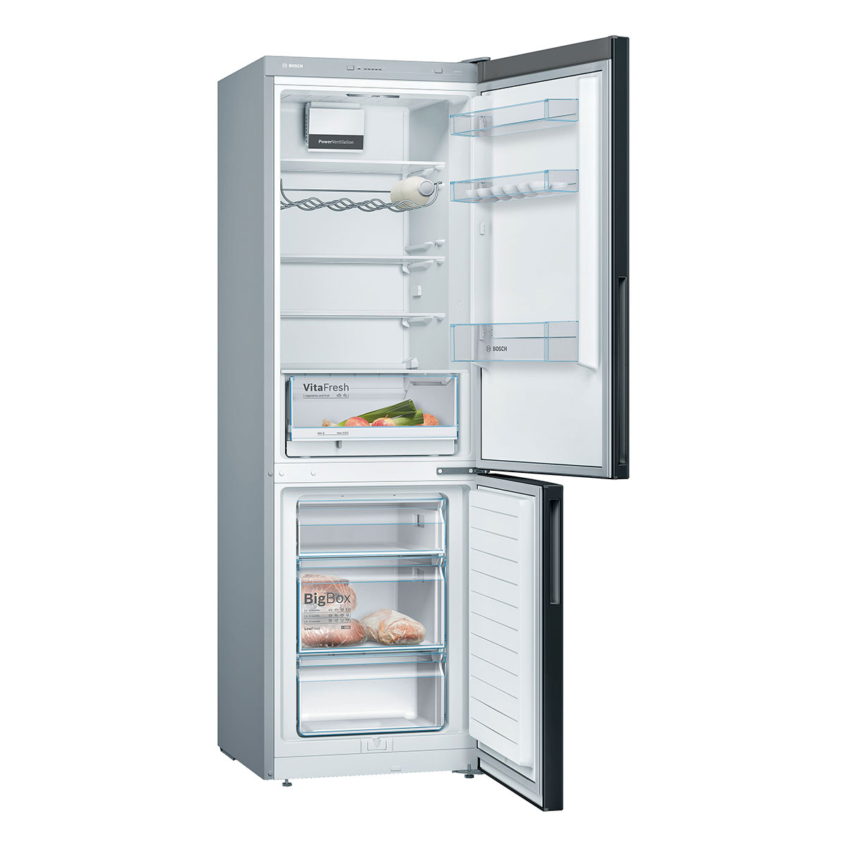 Fristående Kyl/Frys Bosch KGV36VBEAS Serie 4 Svart med LowFrost-teknik