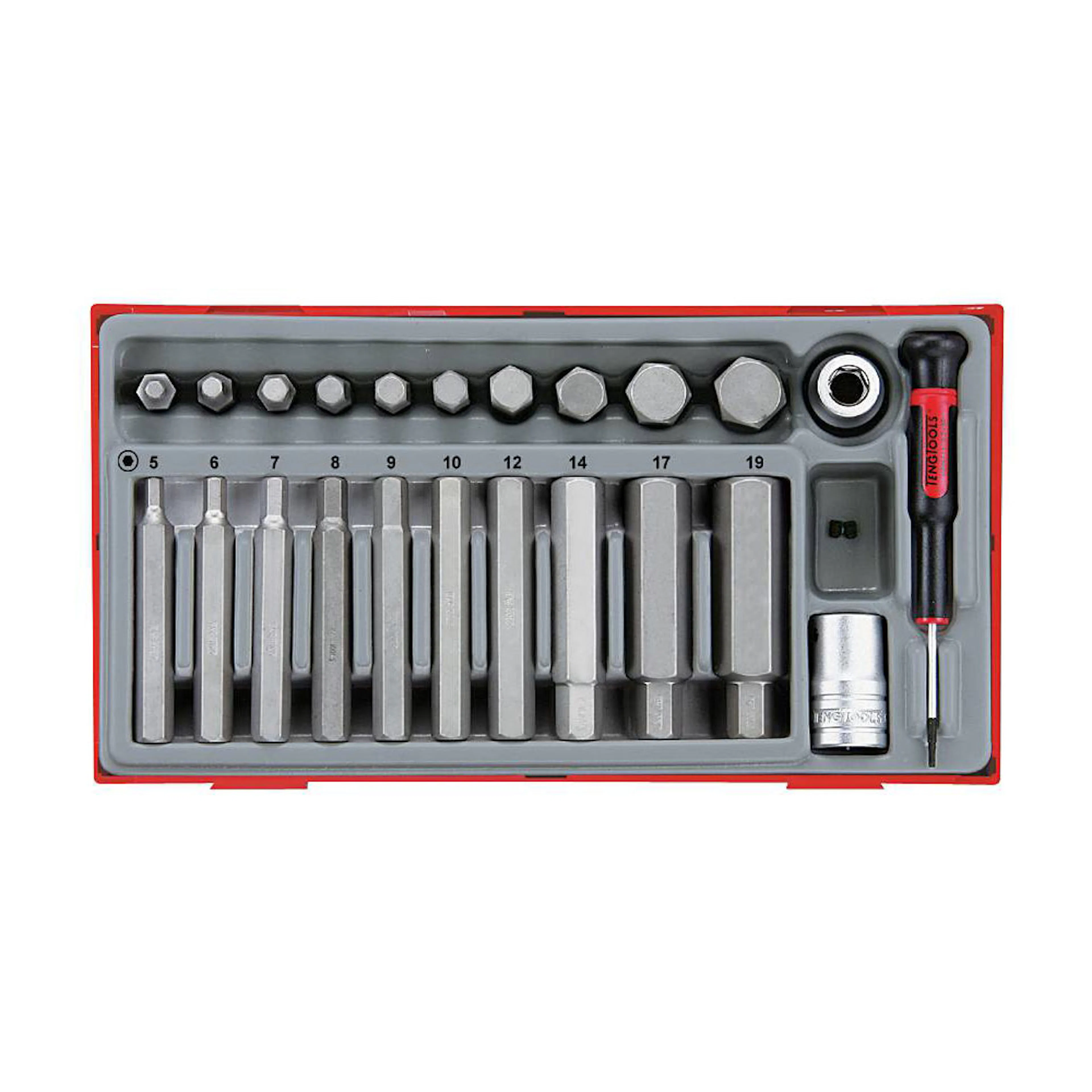 Insexhylssats 23 delar med 1/2 tum fyrkantsfäste Teng Tools TTHEX23
