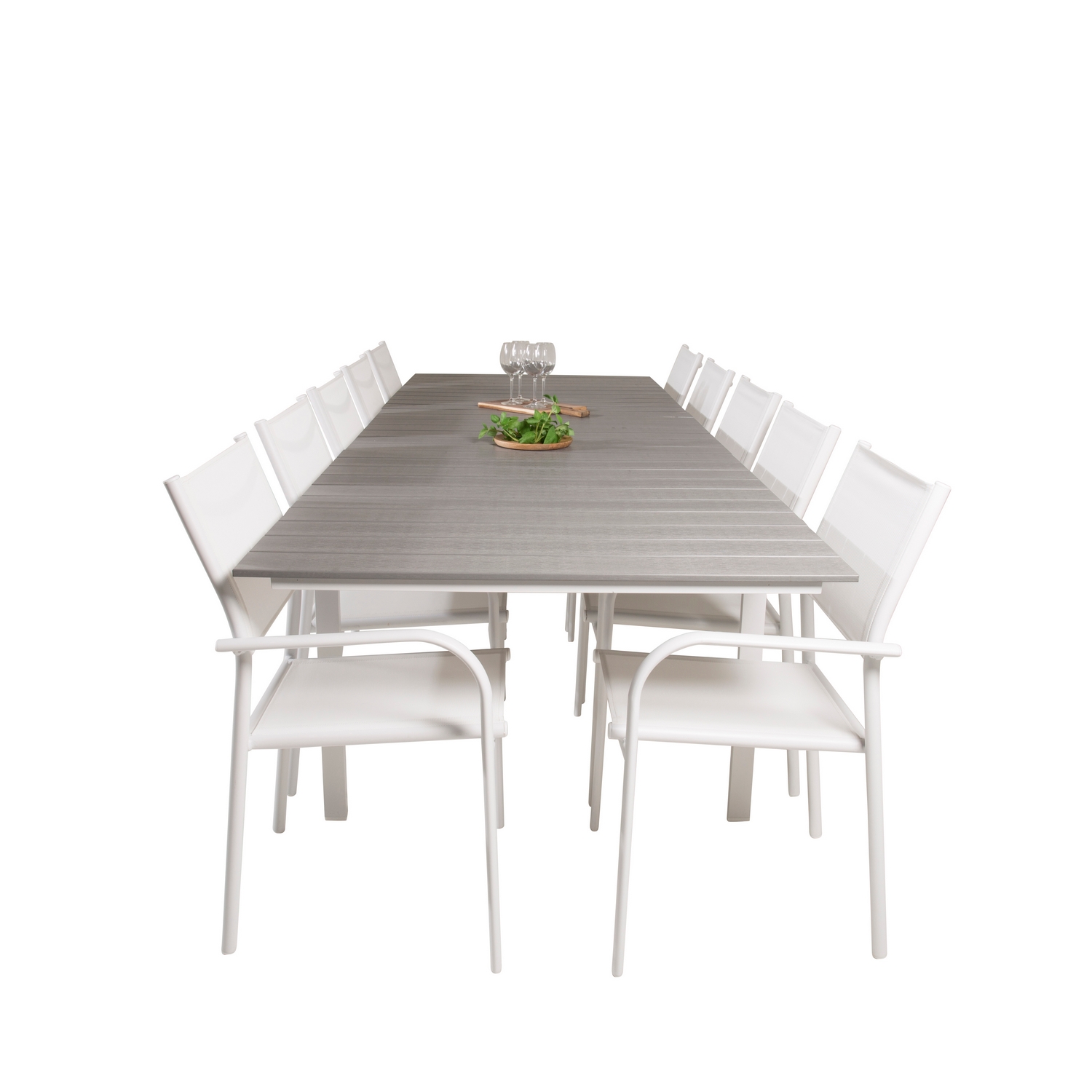 Levels Dining Table 224/324*100 - White Alu / Grey Aintwood Vit/Grå