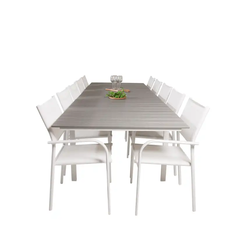 Levels Dining Table 224/324*100 - White Alu / Grey Aintwood Vit/Grå