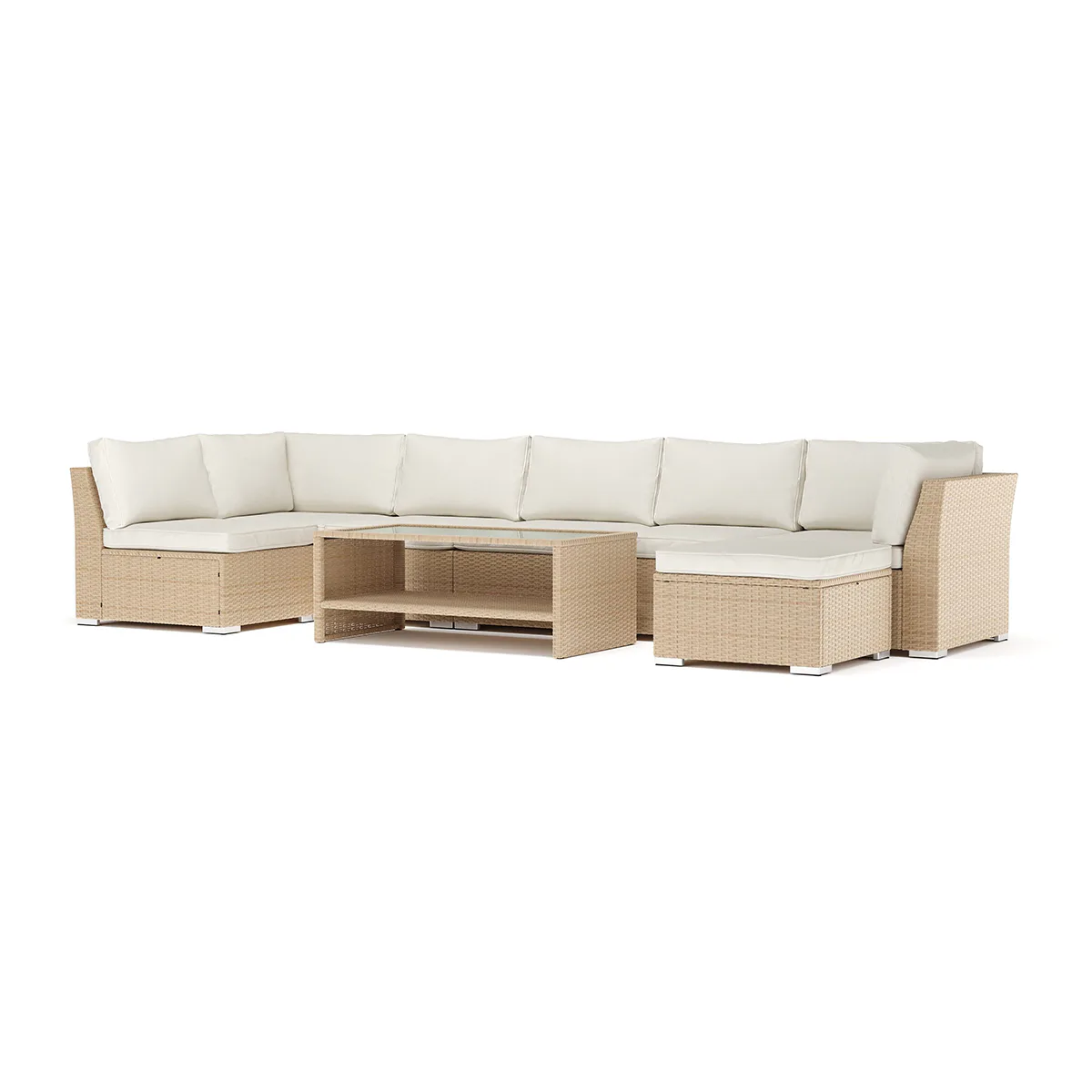 Loungesoffa Comfort Garden Wisconsin utomhus U-soffa 7-sits med vändbar divan