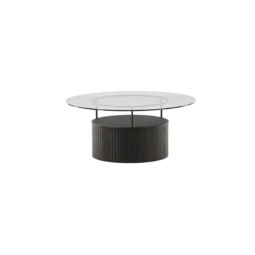 Soffbord Venture Home Bovall Runt Vardagsrumsbord i Svart Ask & Glas