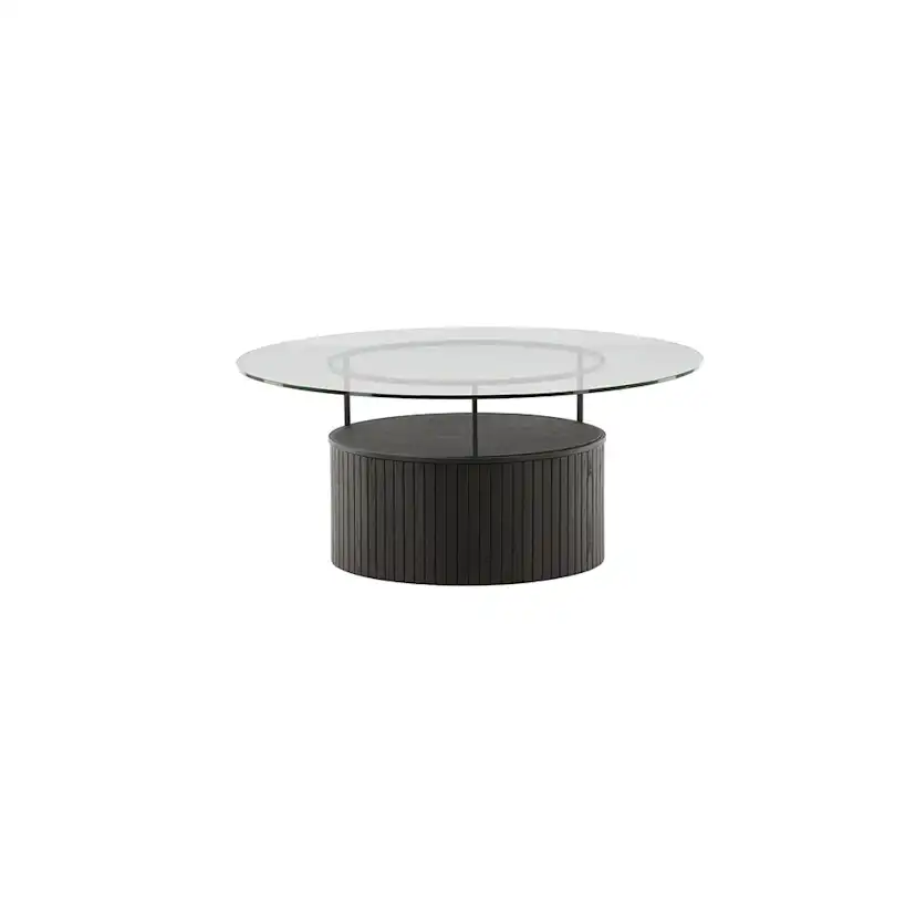 Soffbord Venture Home Bovall Runt Vardagsrumsbord i Svart Ask & Glas