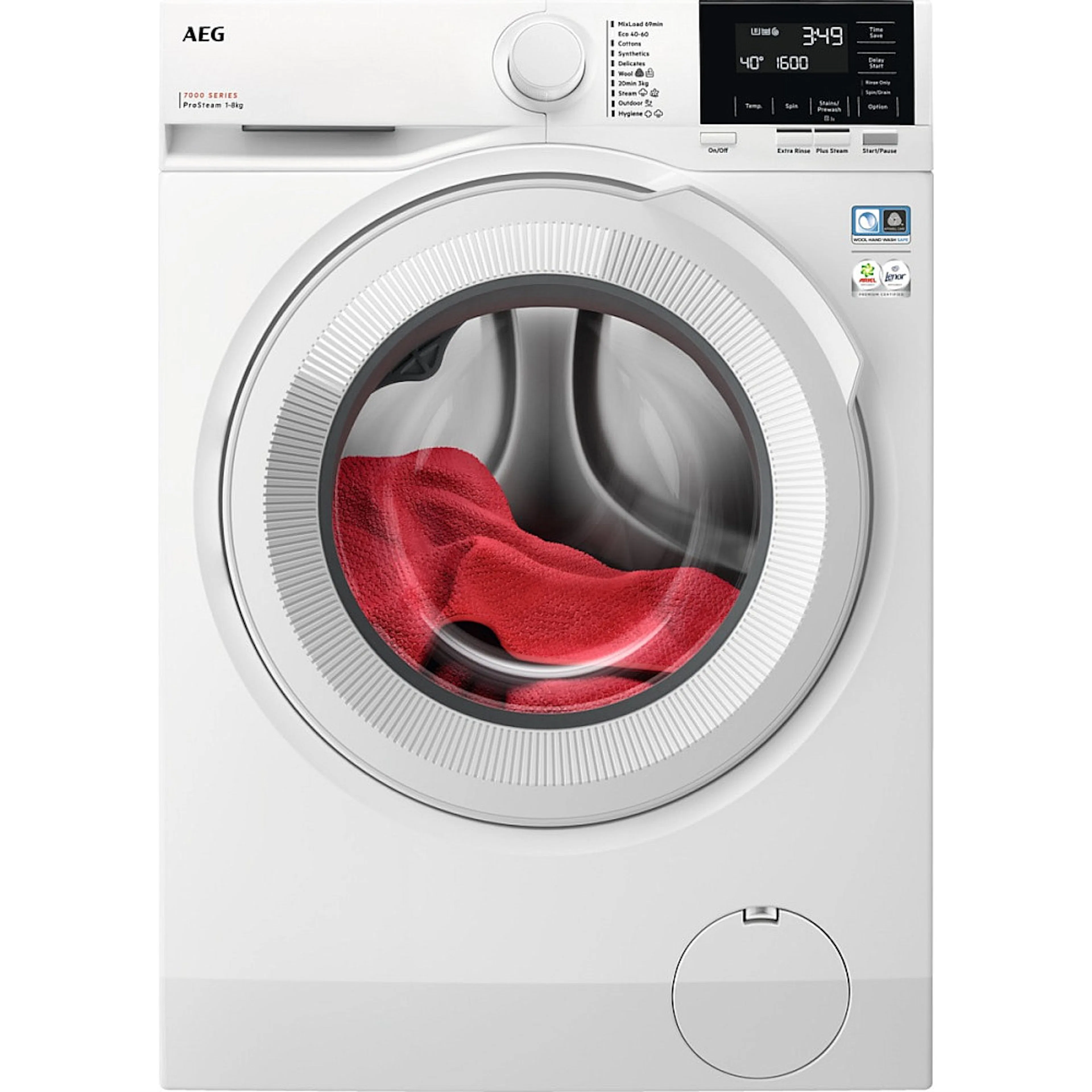 Frontmatad Tvättmaskin AEG LR722G86A ProSteam 7000 Vit