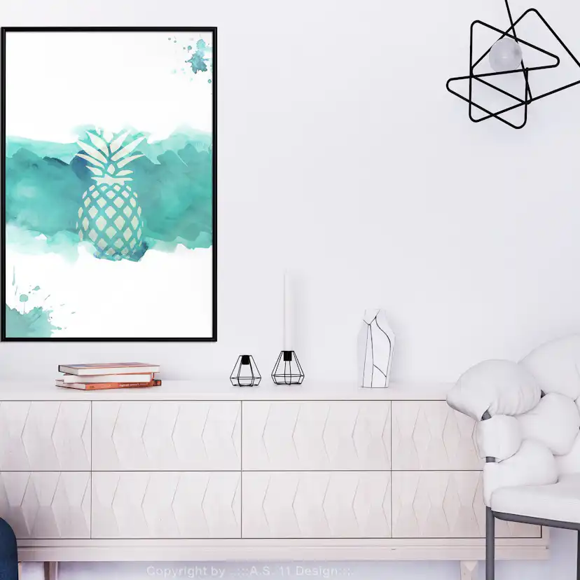 Poster Artgeist Affisch Pineapple in Watercolours