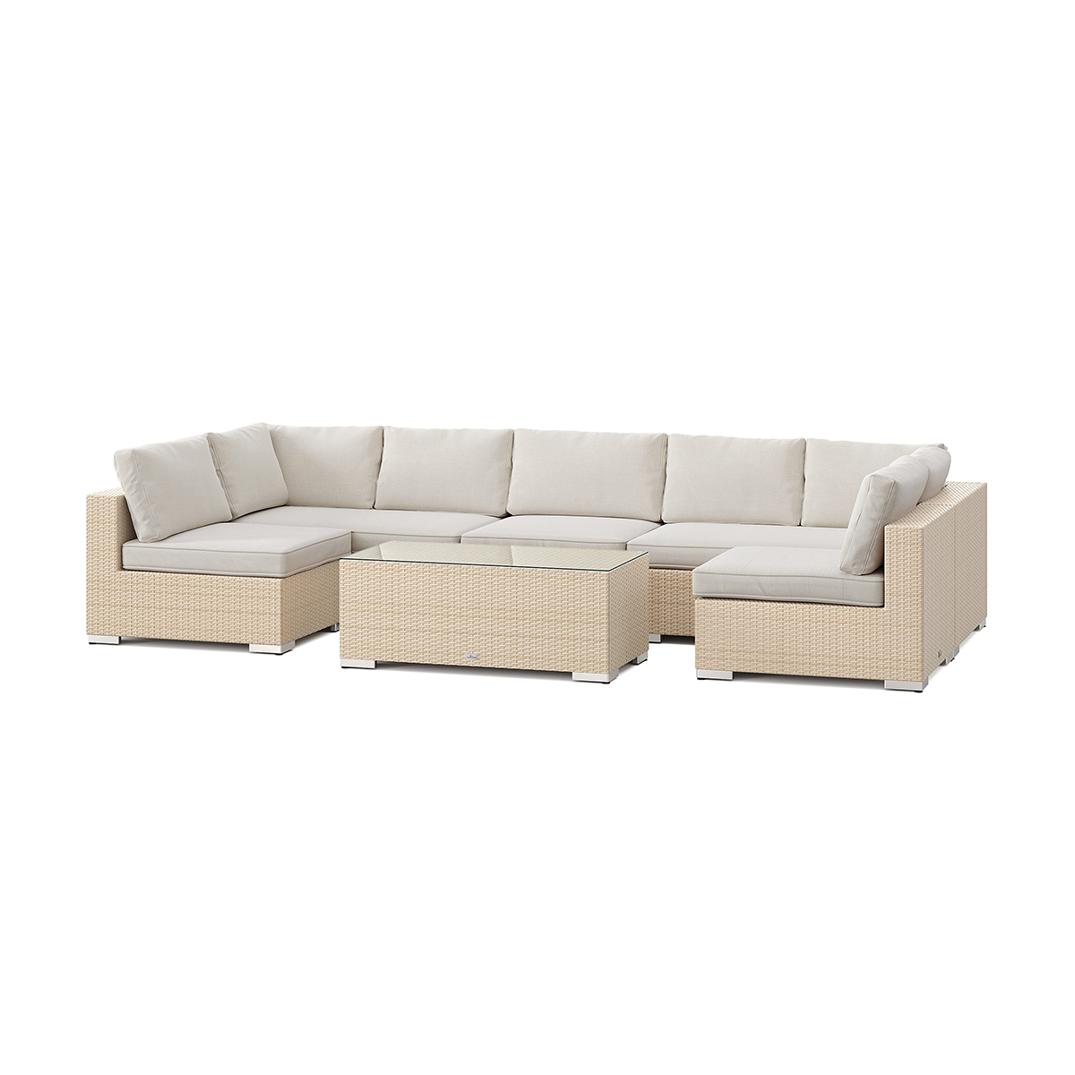 Bahamas U-soffa Öppet avslut 7 sits - bord utan hylla Beige