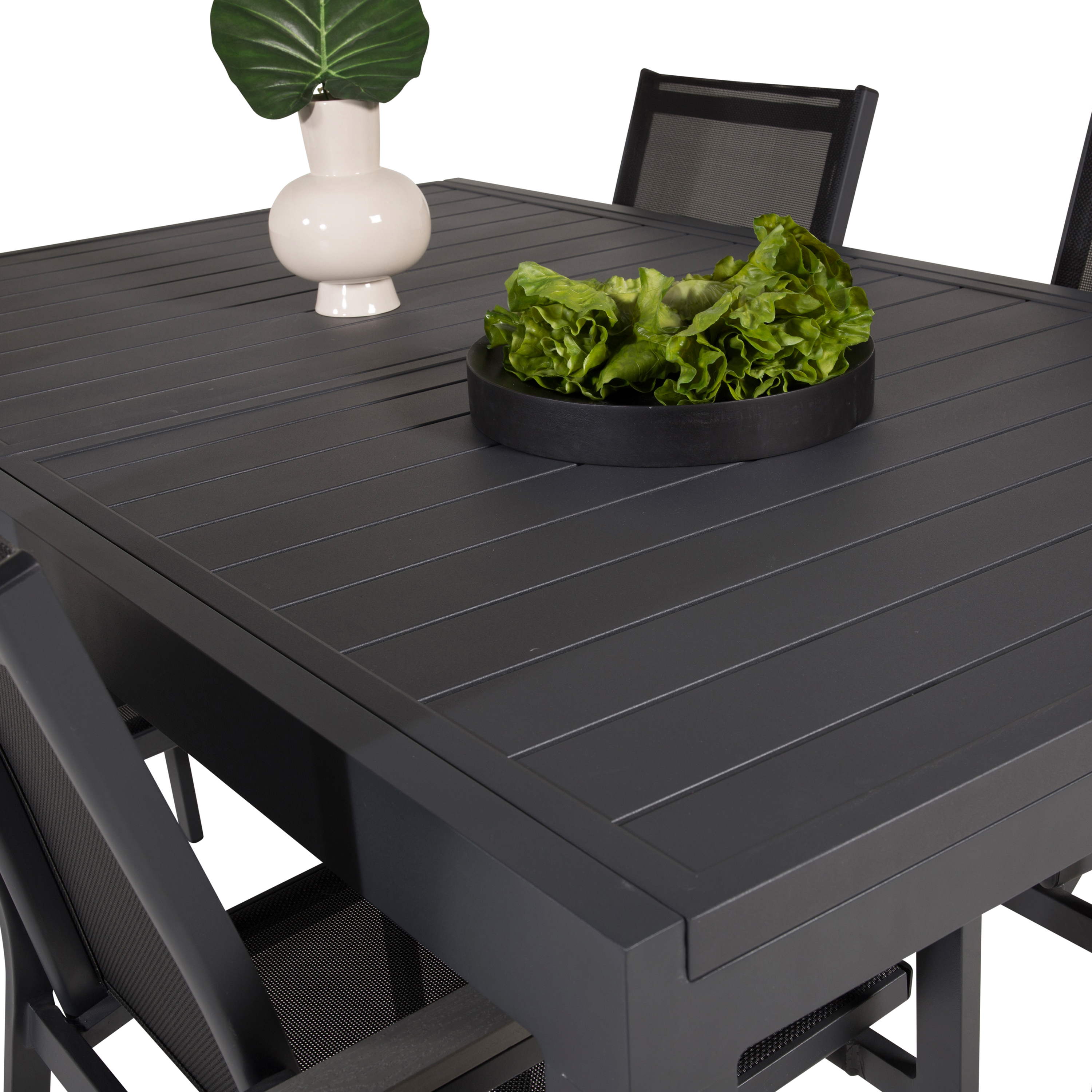 Marbella Bord160/240*100*H75-svart+Parmastolsvart/svart Grå4 Svart/Svart