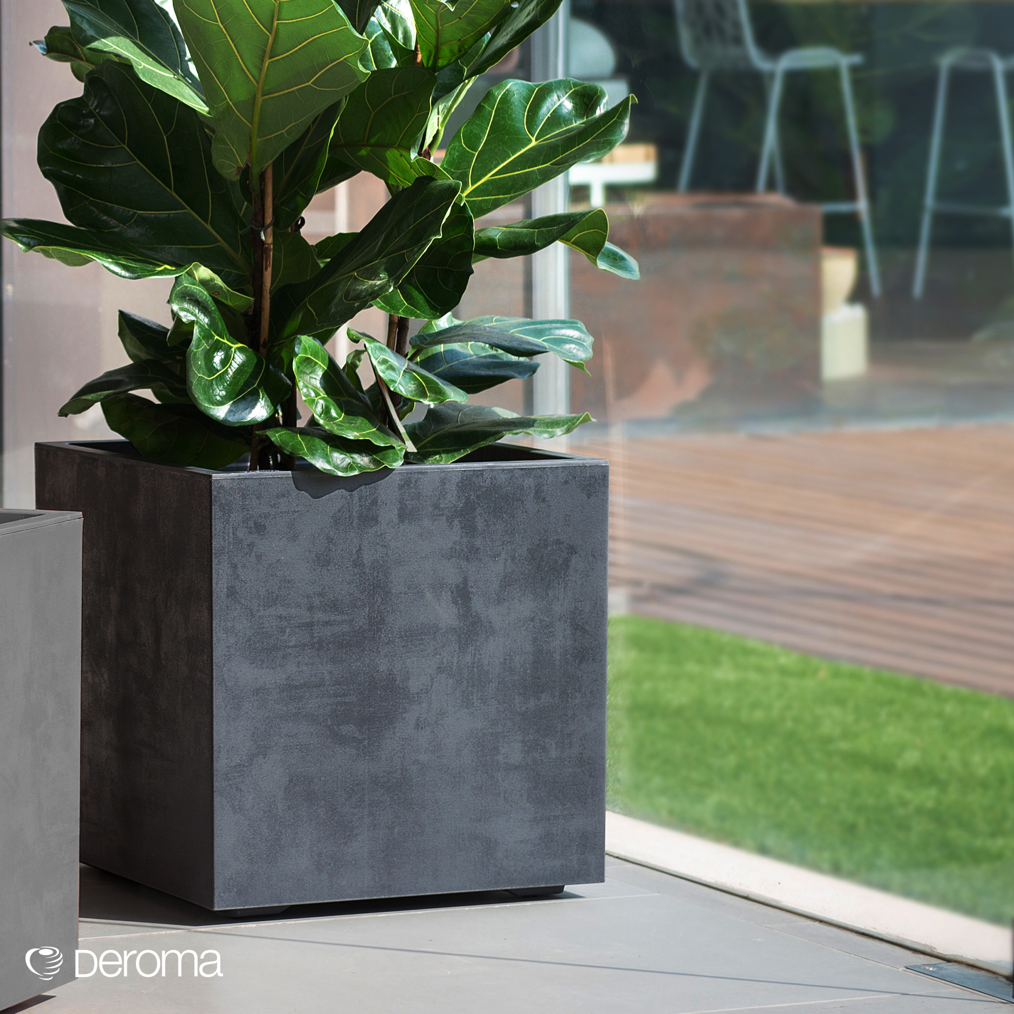 Kruka Deroma Millennium Antracit Fyrkantig 48 x 49 x 49 cm Med Hjul