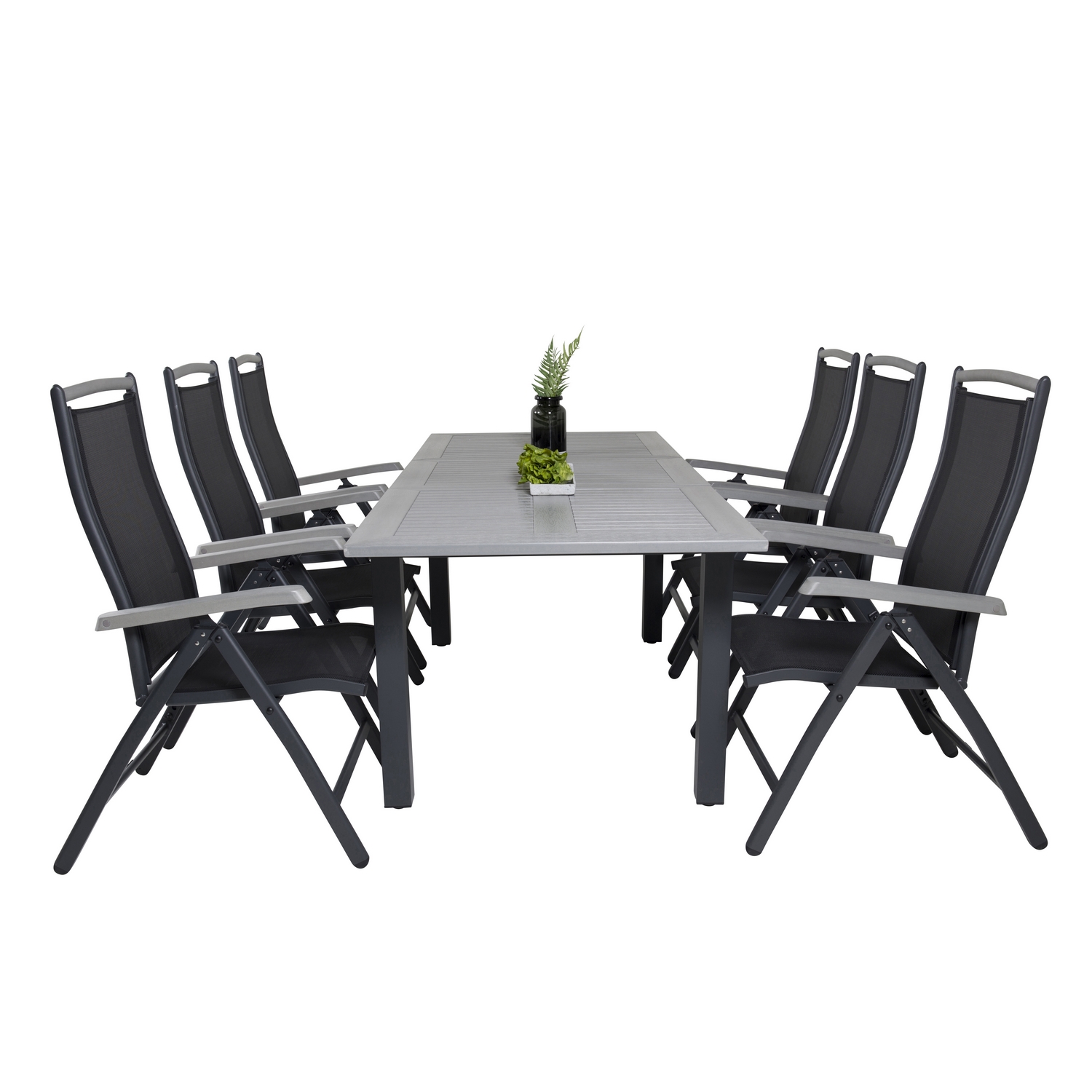 Albany Dining Table 160/240*100 - Svart Alu / Grey Aintwood+ Svart/Grå
