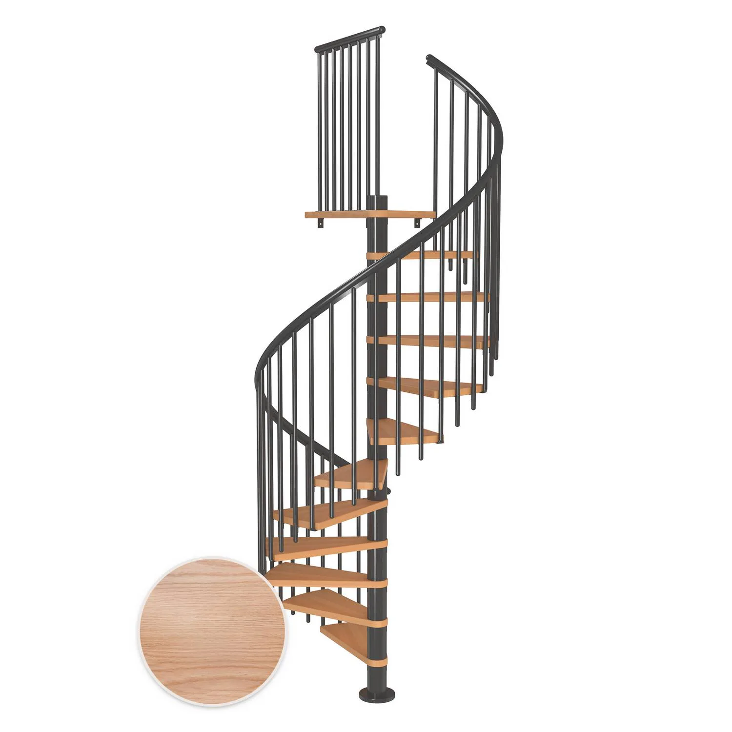 MONTREAL ek multiplex antracit CLASSIC4 11T Ø140 Antracit, D: 1400 mm, Golv till golv höjd: 2460-2820 mm, 11+1 steg