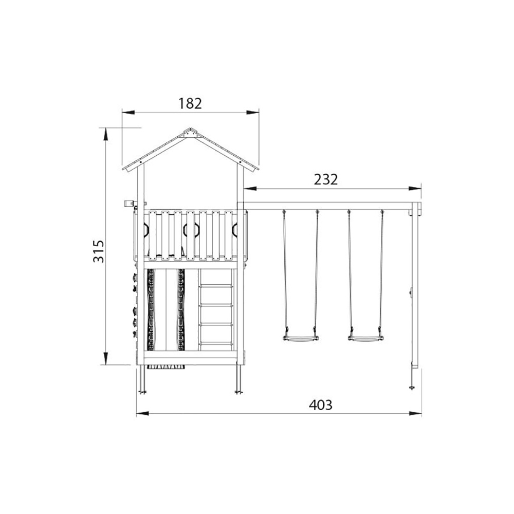 Jungle Gym Chalet 2.1 lektorn komplett inkl. Swing Modul X't Blå
