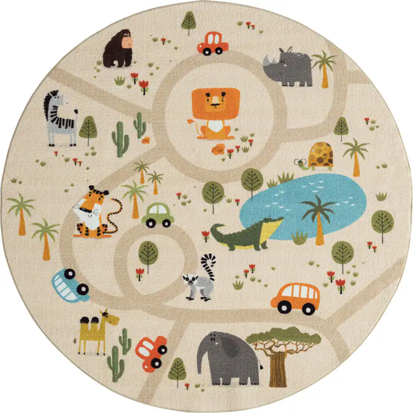 Barnmatta KM Carpets Play Animals Rund