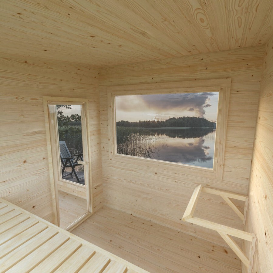 Bastu Palmako Sanna 13,5 m² Fristående Byggsats med Pulpettak