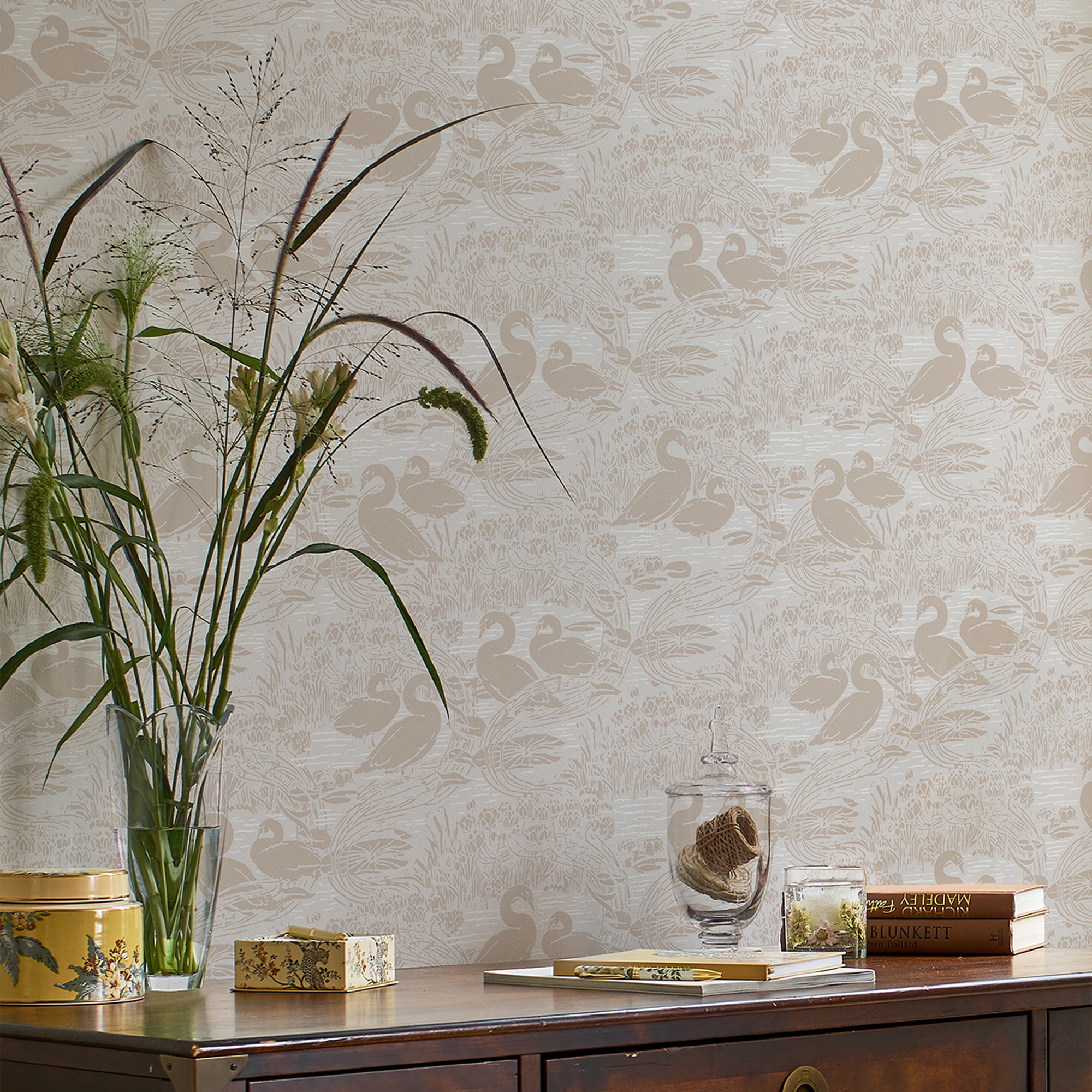 Tapet Laura Ashley Swans Dove Grå 118471