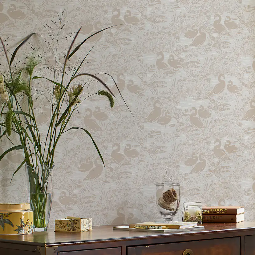 Tapet Laura Ashley Swans Dove Grå 118471