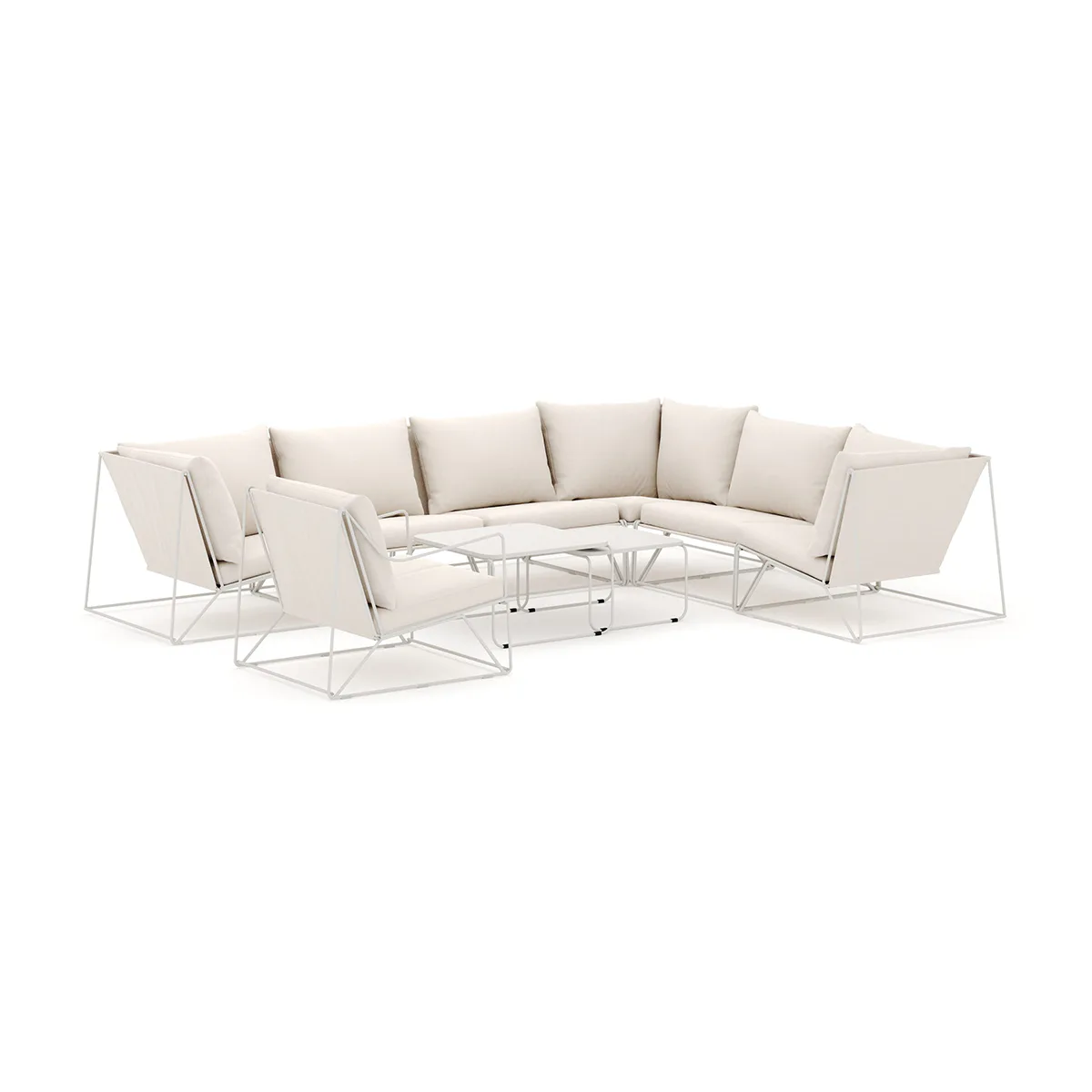 Loungesoffa Comfort Garden Usteryd utomhus L-soffa 7-sits vändbar med fåtölj