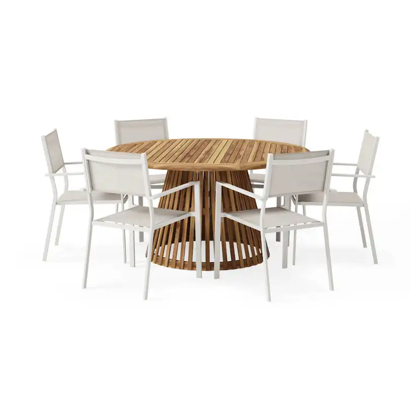 Matgrupp Comfort Garden Lakenview Matbord Rund 150 med 6 Las Vegas Karmstolar