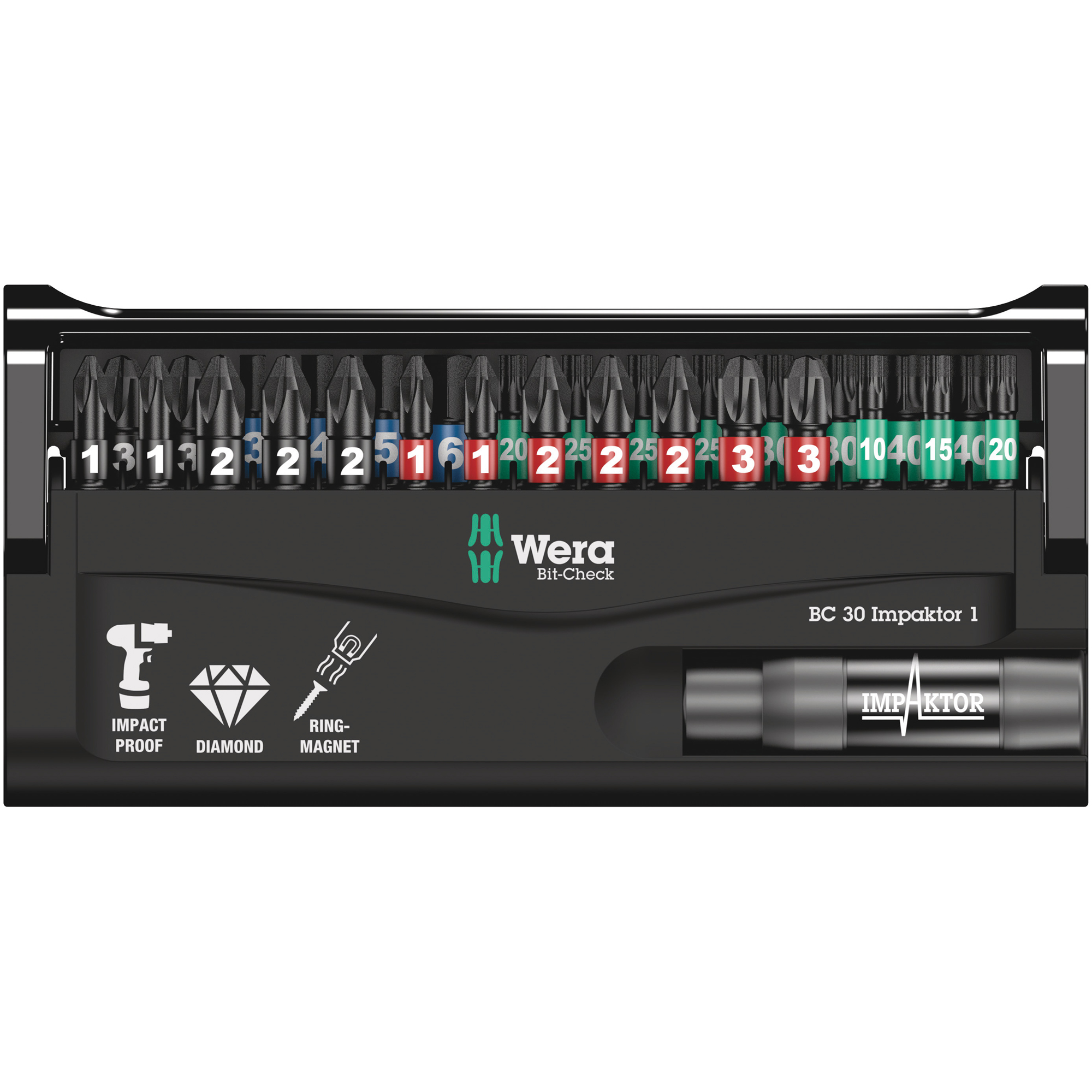 Bitskassett Wera Bit-Check 30 Impaktor 1 Kraftbits 25Mm