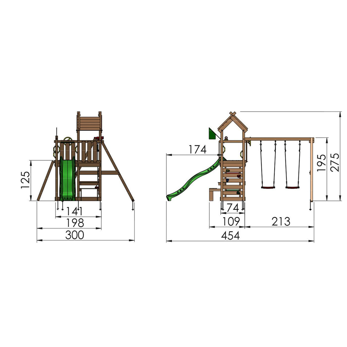 Lektorn Jungle Gym Teepee Gungmodul & Rutschkana