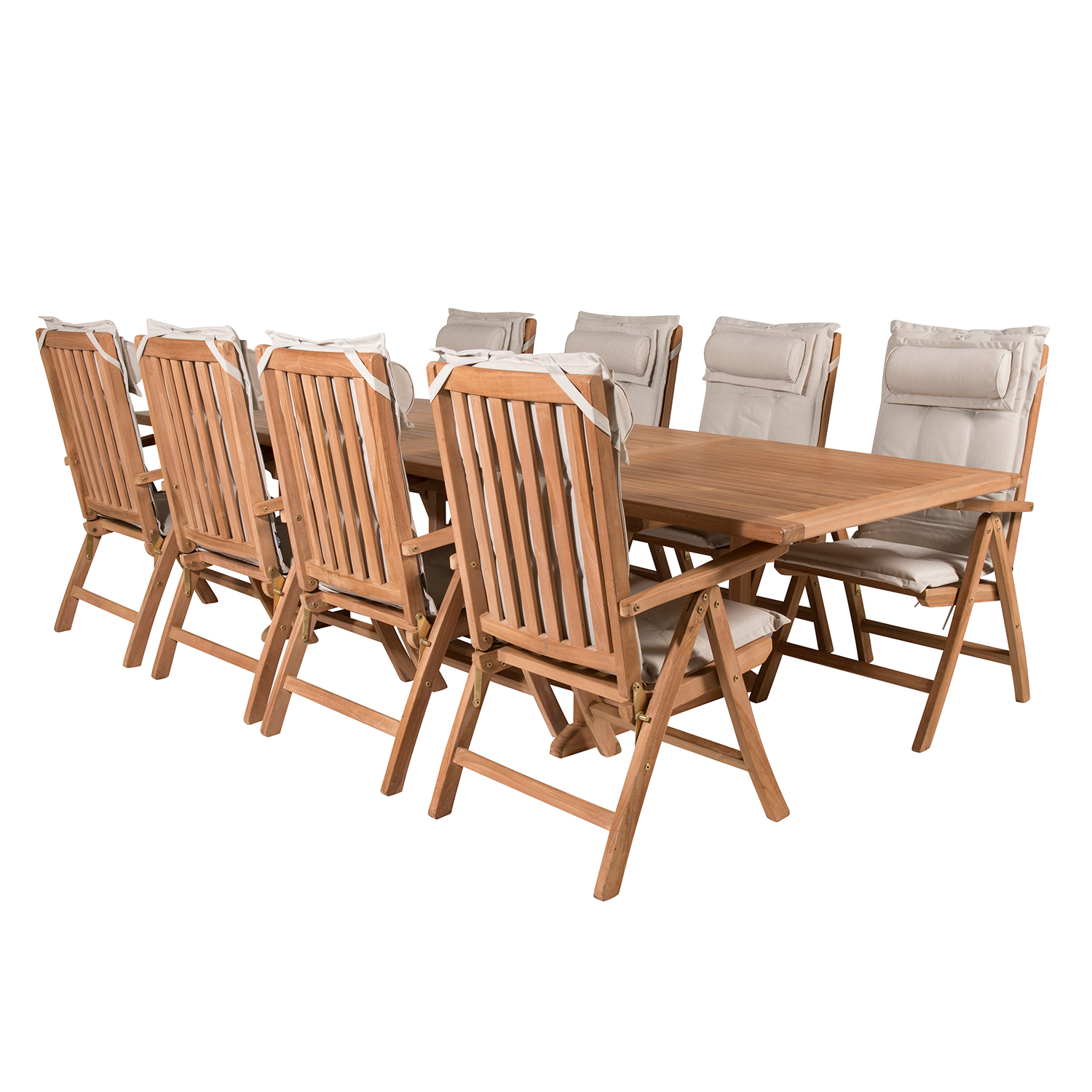 Matgrupp Venture Home Kenya 195-295x110 Teak med 8 Kenya Positionsfåtöljer