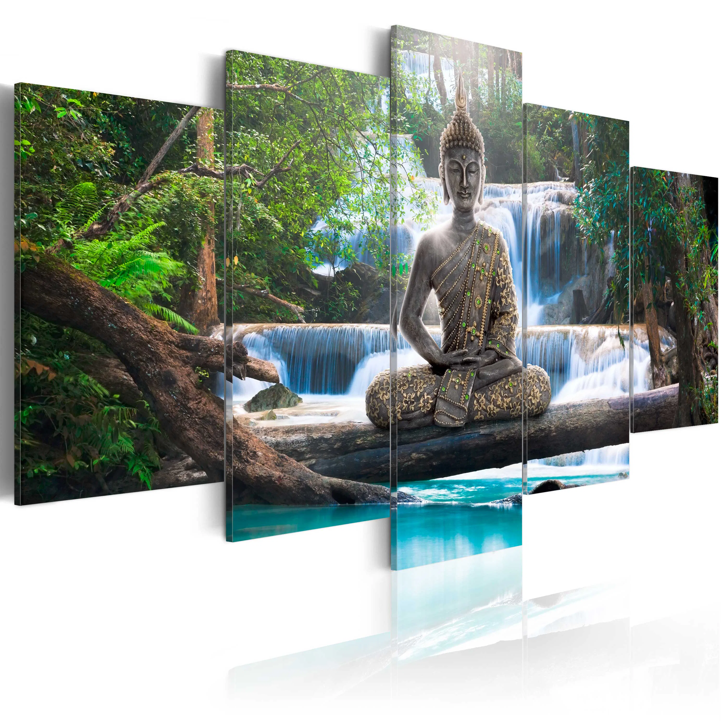 Akrylglastavla Arkiio Buddha and Waterfall