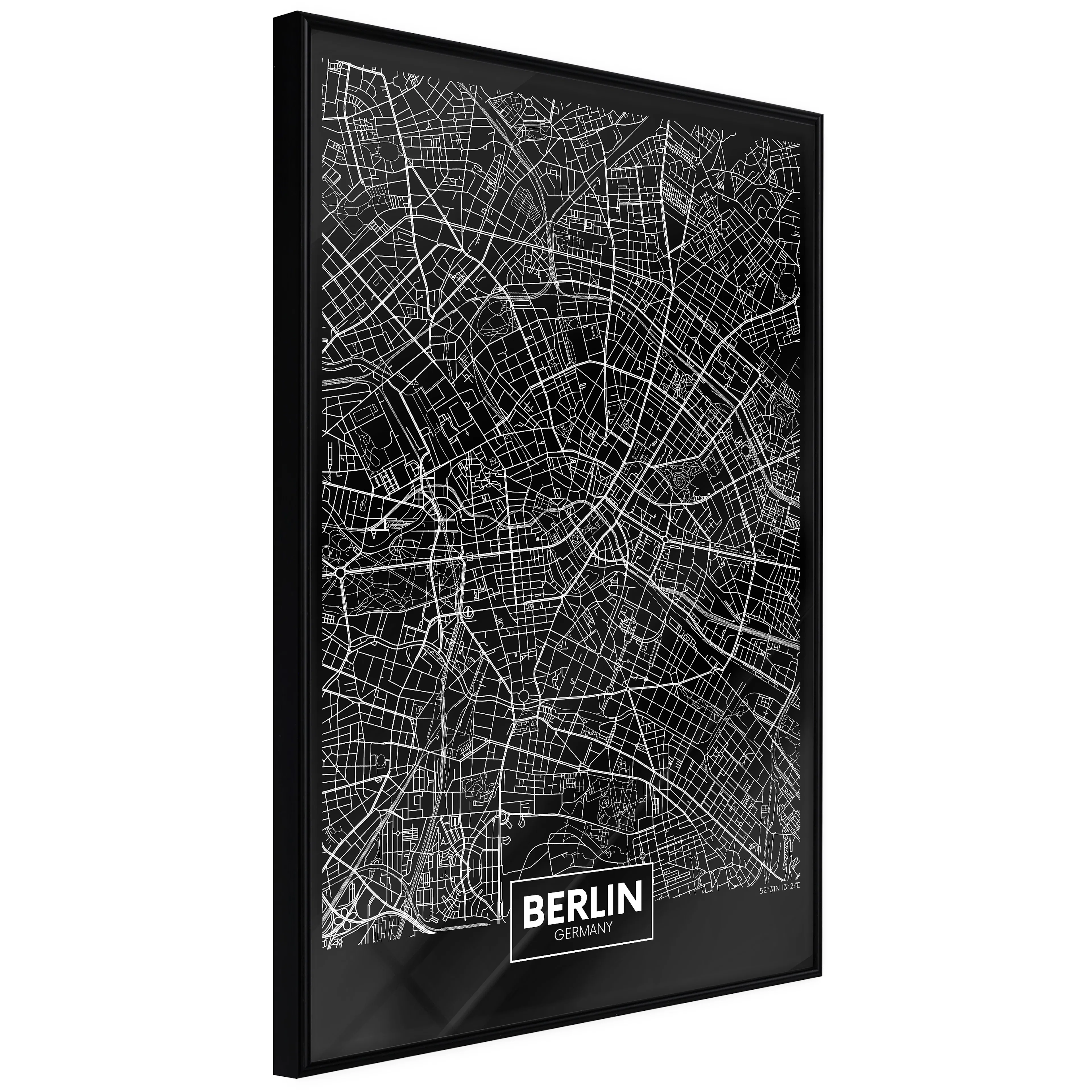 Affisch - Dark Map of Berlin [Poster] 40x60 Svart ram, 40x60 cm