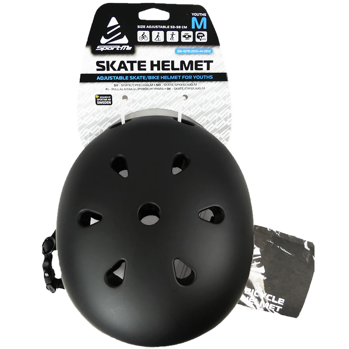 Skatehjälm SportMe S 53-58 cm Svart