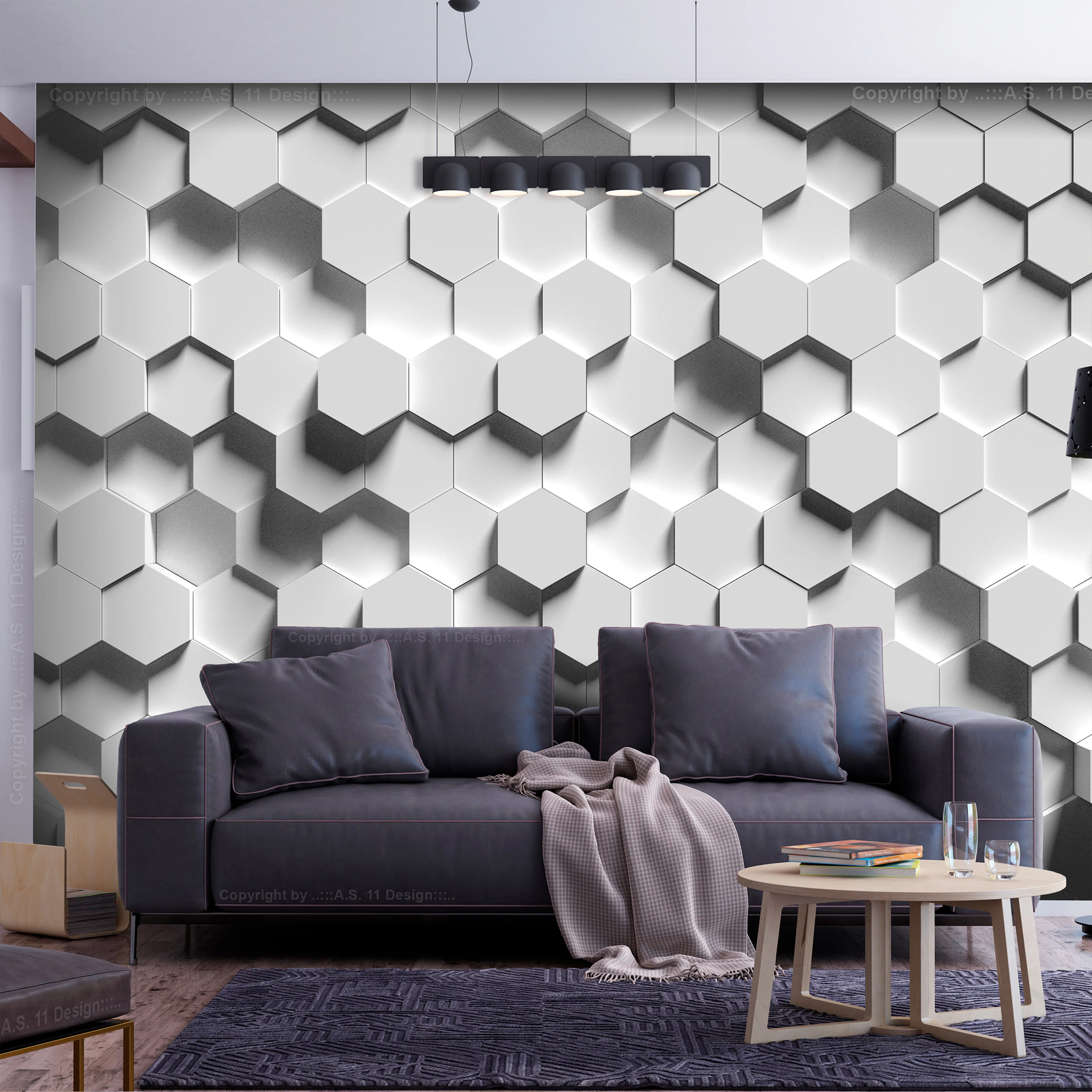 Fototapet Arkiio Självhäftande Hexagonal Awareness