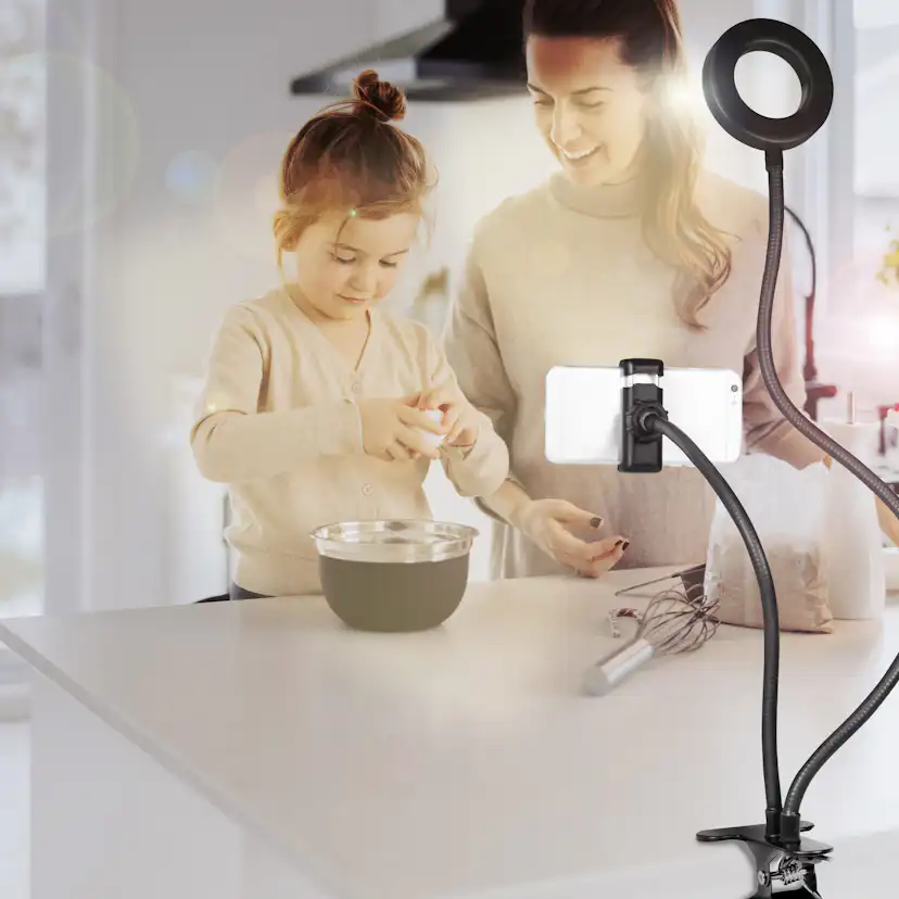 Ljusring LogiLink För Smartphone Ø8,5 cm Med Klämma