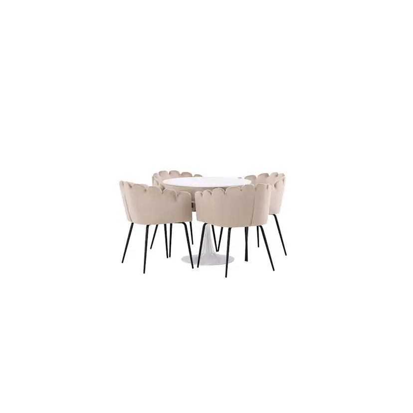 Matgrupp Venture Home Hamden Ø80 cm med 4 Limhamn stolar
