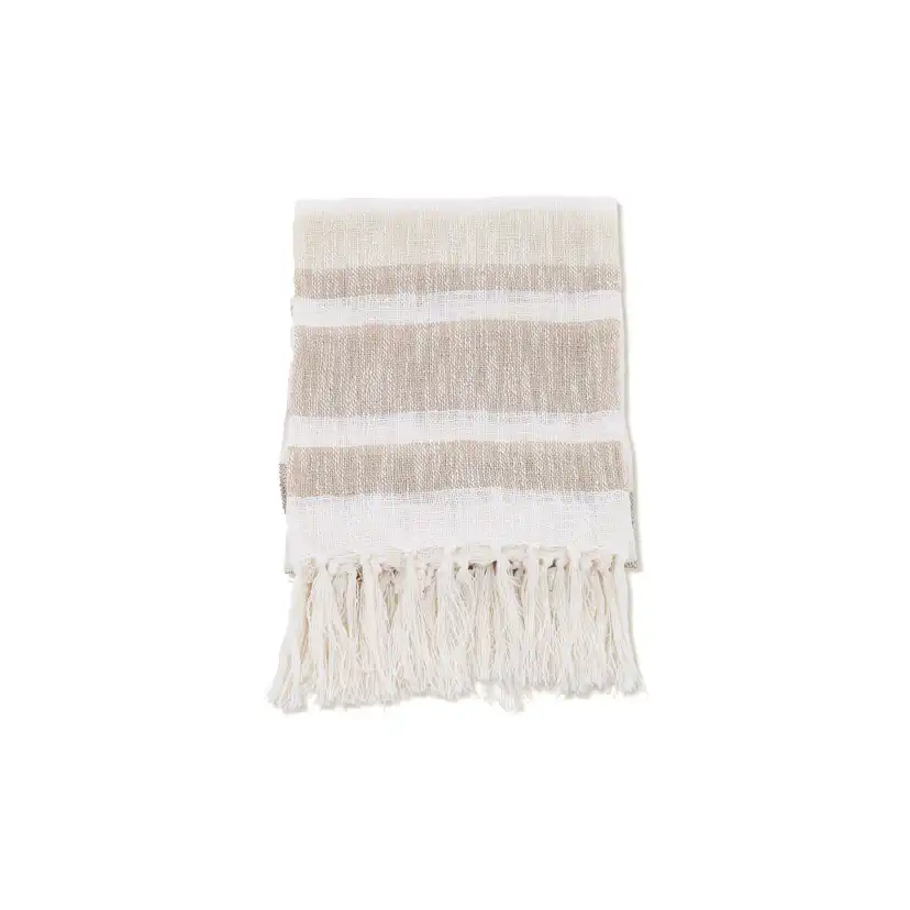 Sandy Throw Slub/polyester - Offwhite/beige/brown / - 130*17 Beige/Brun/Vit